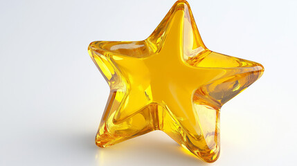 yellow star on white background, Star-shaped made of opaque glass, 3d star	
