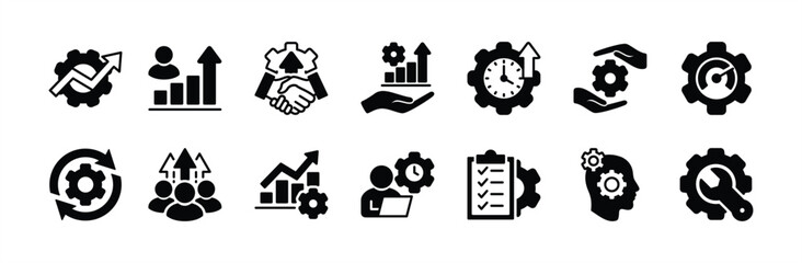 Wall Mural - settings and setup icon vector set. containing optimization, improvement, increasing cooperation in 