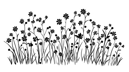 A dense mat of tiny flowers growing close to the ground on short stalks, vector illustration art