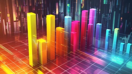 Fototapete - Colorful Data Visualization and Trend Analysis Concept