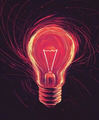 Vibrant Abstract Representation of a Glowing Light Bulb Symbolizing Innovation and Creativity