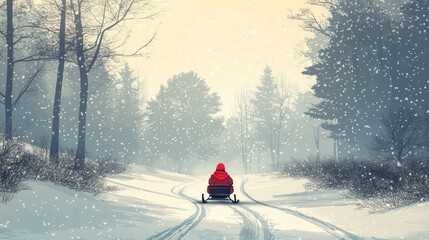 Canvas Print - First Tracks, Sledding