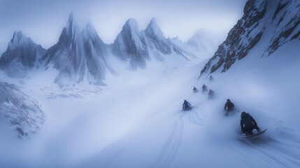 Poster - Mountain Descent, Sledding