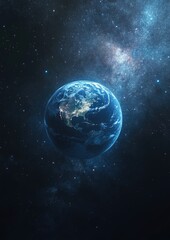 Wall Mural - earth in space with the milky way galaxy in the background.