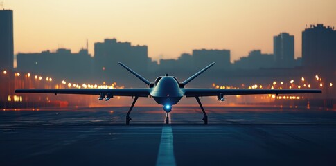 Wall Mural - A compact military drone on the runway.