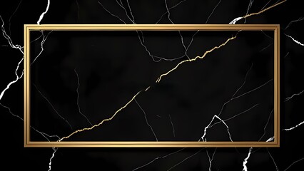 A black marble background with a golden frame. 
Ideal for thumbnail, designing card, poster, logo design, presentations, frame border design, invitation templates and etc.