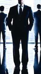 Canvas Print - A businessman stands confidently with his team.