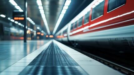 Aufkleber - Modern Train Station with Blurred Train Perspective
