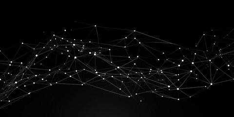 A black and white image of a long line of dots background