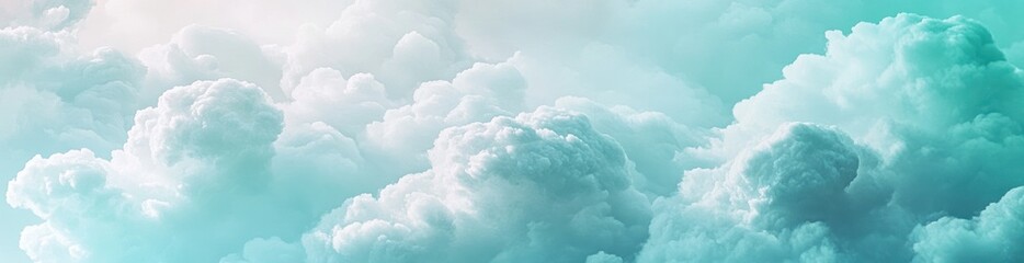 Sticker - Soft, fluffy clouds in a gradient of teal and white, evoking tranquility and serenity.