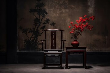 Canvas Print - Chair chinese Style chair furniture plant.