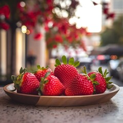 Delicious red Strawberry on a plate