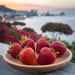 Delicious red Strawberry on a plate