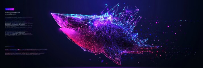 Wall Mural - A digital representation of a shark made with vibrant colors and geometric shapes.