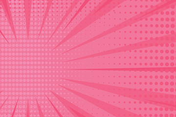 Wall Mural - Pop art pink comic cover. Retro style background with sun rays and dots. Vector illustration