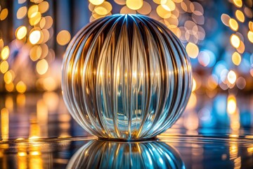 Wall Mural - glass sphere with warm reflections and metallic texture