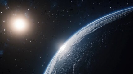 Wall Mural - view of the planet earth from space, with starlight and the milky way galaxy in the background.
