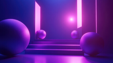 Sticker - A room with purple walls and purple balls. The balls are arranged in a way that they look like they are reflecting light