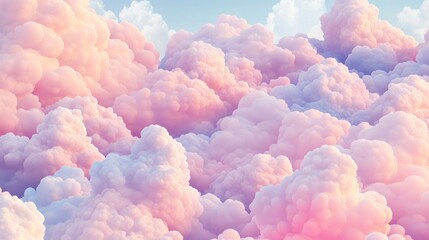 Canvas Print - A serene view of fluffy, pastel-colored clouds in a bright sky.