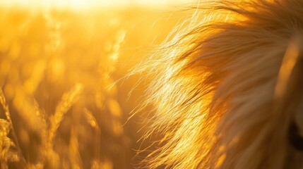 Sticker - A close-up of a golden mane against a sunlit field, capturing warmth and nature's beauty.