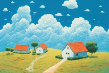 Wall Mural - A blue sky architecture landscape building.