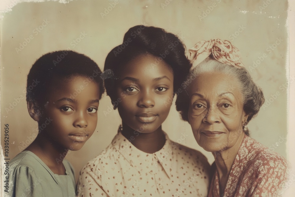 Three Generations of African American Women in a 1950s Family Portrait ...
