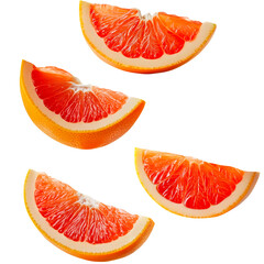 Wall Mural - Falling Grapefruit Wedges Isolated on a Transparent Background