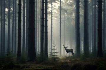 Wall Mural - Wildlife outdoors woodland morning.