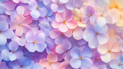 Wall Mural - A vibrant array of pastel flowers creating a visually soothing, colorful background.