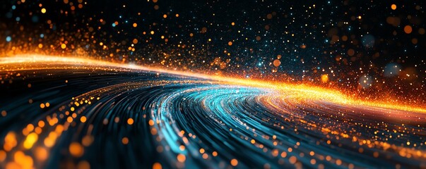 Poster - A dynamic image of an information highway, showcasing streams of light weaving together to represent the flow of data and information
