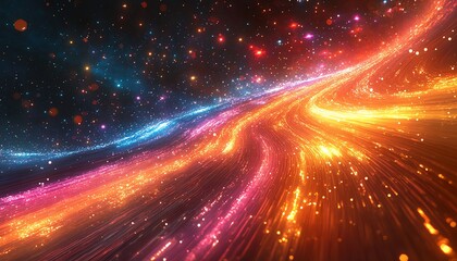 Fototapete - A vibrant visualization of an information highway, illustrating streams of light that flow like data pathways in a digital ecosystem