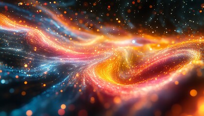 Fototapete - A vibrant visualization of an information highway, illustrating streams of light that flow like data pathways in a digital ecosystem