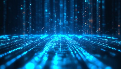 Poster - A visually striking image of blue abstract lines defining direction on a futuristic tech background, conveying a sense of advancement