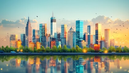 Leinwandbilder - An informative background on smart city technology, focusing on its impact on transportation, energy efficiency, and sustainable urban development