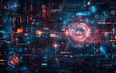 Aufkleber - Hightech stock image illustrating the evolution of cyber technology, featuring abstract designs and modern digital elements