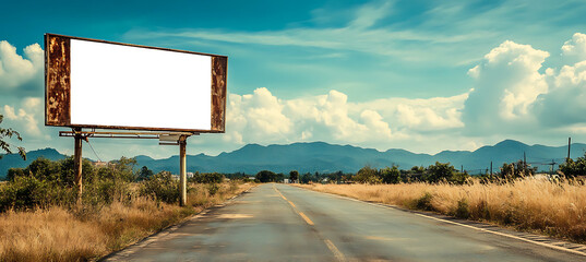 Wall Mural - a roadside advertisement banner featuring a blank png cutout screen with a transparent backdrop, rea