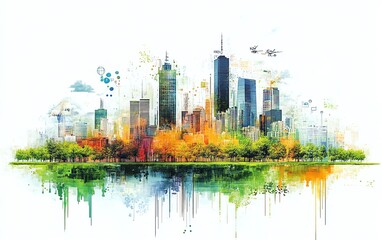 Aufkleber - Overview of smart city technology, highlighting innovations in urban planning, IoT, and datadriven solutions for enhanced city living