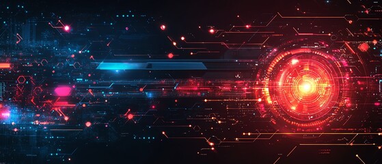 Aufkleber - Stock image showcasing innovation in cyber technology, featuring futuristic digital elements and abstract patterns on a dark background