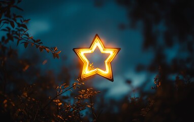 gentle lighting in the form of the star of david, illuminating the sky, a minimalistic expression of