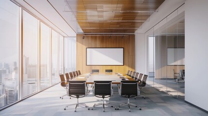 Poster - Modern Office Meeting Room with City View