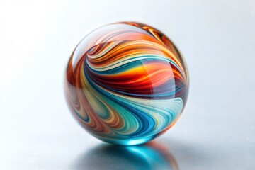 Canvas Print - single colorful glass marble with swirling texture detail
