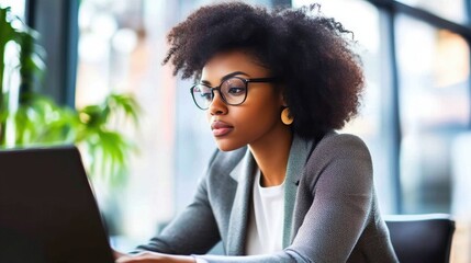 Confident Black Female Professional Collaborating in Office