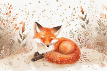 Sticker - Fox with natural wildlife animal mammal.