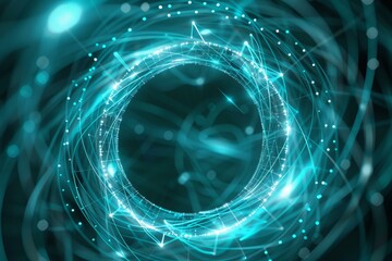 Wall Mural - abstract circular portal swirling with glowing blue energy on a dark background