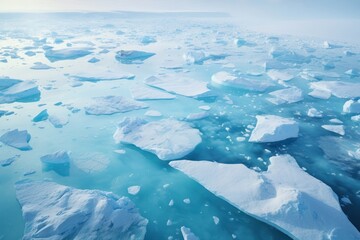 Canvas Print - Aerial view of icebergs glacier outdoors nature.