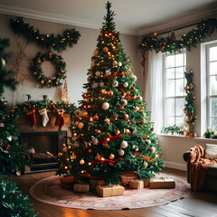 Wall Mural - christmas tree with presents