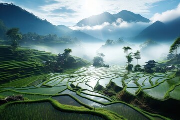 Poster - Nature landscape outdoors terrace.