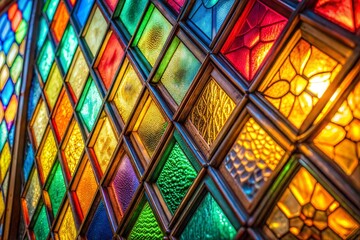 Wall Mural - vibrant stained glass texture window with intricate colors