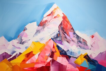 Sticker - Mount Everest painting art mountaineering.