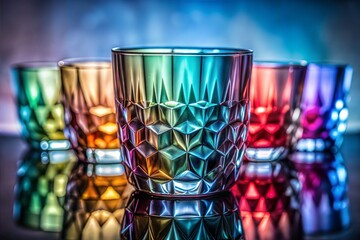 Canvas Print - abstract glass texture composition with colorful faceted glassware
